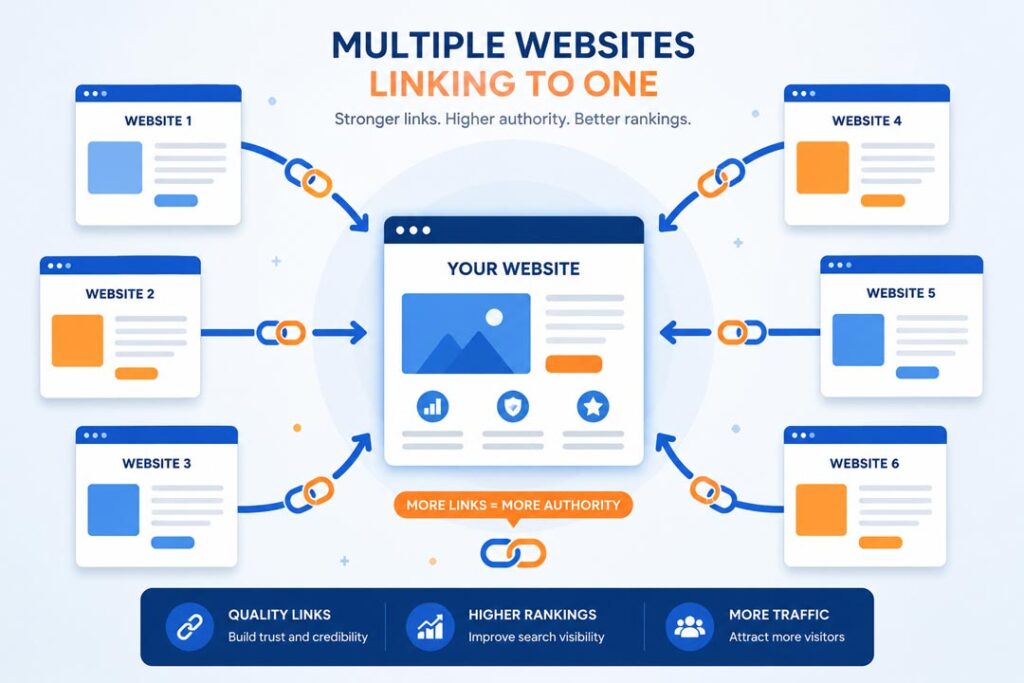 multiple websites linking to one central website backlink strategy