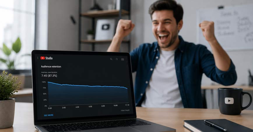 YouTube watch time and audience retention analytics