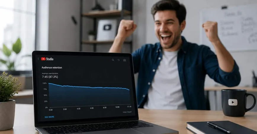 YouTube watch time and audience retention analytics