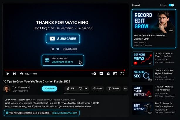 YouTube end screens to increase engagement and subscribers