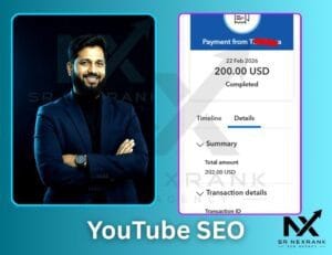 SR Nexrank is a professional SEO agency specializing in YouTube SEO, Website SEO, and Digital Marketing. This is the official logo of SR Nexrank SEO Agency.