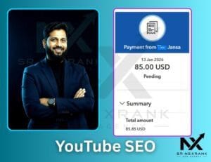 SR Nexrank is a professional SEO agency specializing in YouTube SEO, Website SEO, and Digital Marketing. This is the official logo of SR Nexrank SEO Agency.
