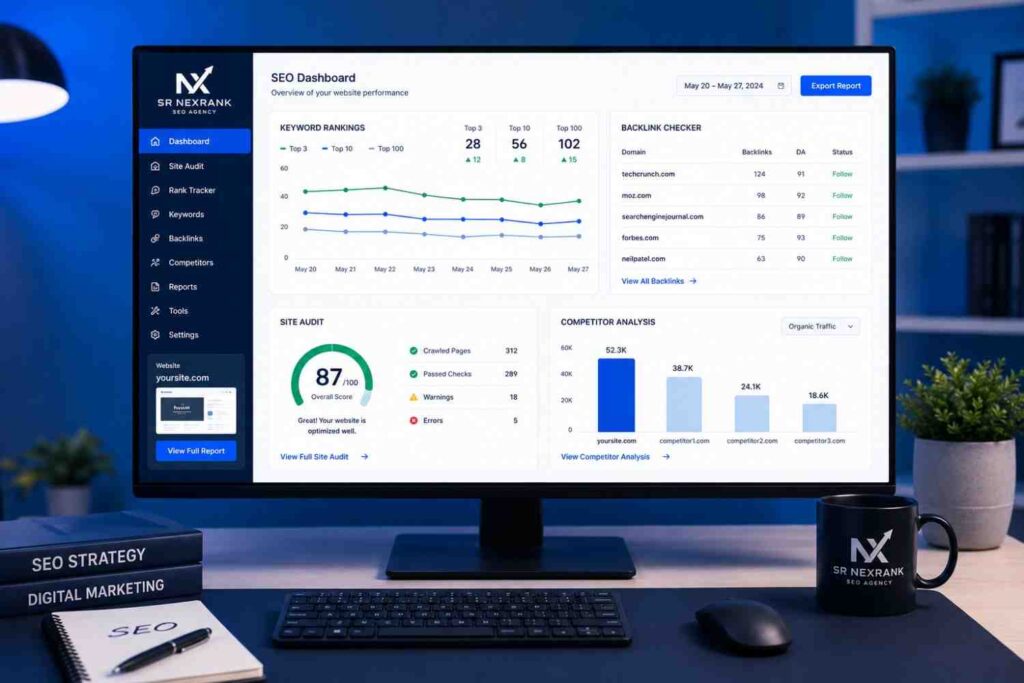 Best SEO tools for on-page and off-page optimization dashboard